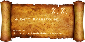 Kelbert Krisztofer névjegykártya